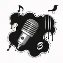 A microphone intertwined with coffee beans and music notes in a blackwork design tattoo design idea