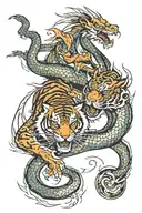 tiger fighting dragon ying yang tattoo design idea