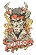 the word Rambo tattoo design idea