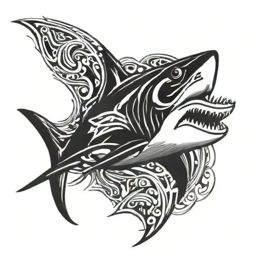 great white shark black and white tribal tattoo tattoo design idea