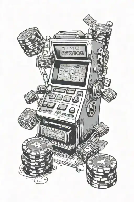 PlayStation and casino slot machine tattoo design idea