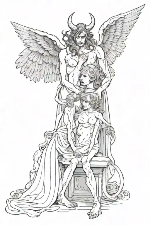 devil and angel tattoo design idea