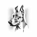 barking doberman with lightning tattoo design idea