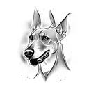 barking doberman with lightning tattoo design idea