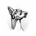 barking doberman with lightning tattoo design idea