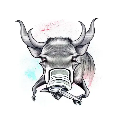 warthog with tusks tattoo design idea