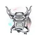 warthog with tusks tattoo design idea