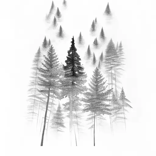 A guitar with a forest landscape inside the body tattoo design idea