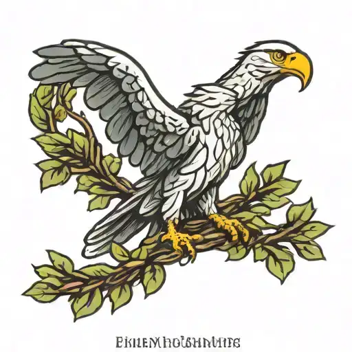 roman eagle with olive branch with text I am the Bird of hermes tattoo design idea