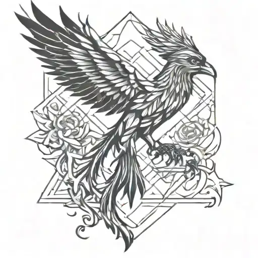 I am the bird of hermes - Phoenix rising from the ashes tattoo design idea