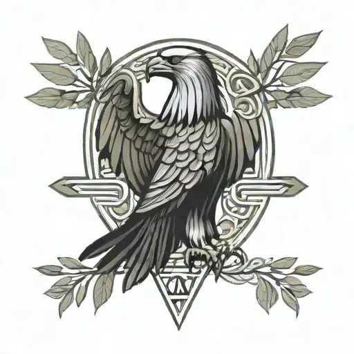 roman eagle with olive branch with text I am the Bird of hermes tattoo design idea