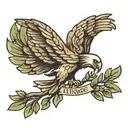 roman eagle with olive branch with text I am the Bird of hermes tattoo design idea