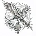 I am the bird of hermes - Phoenix rising from the ashes tattoo design idea