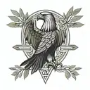 roman eagle with olive branch with text I am the Bird of hermes tattoo design idea