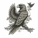 roman eagle with olive branch with text I am the Bird of hermes tattoo design idea