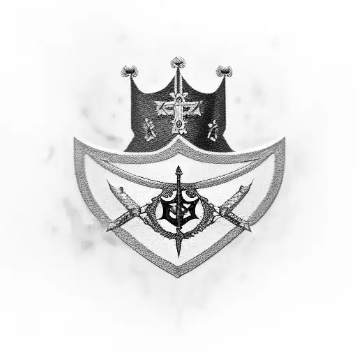 A mafia boss wearing a crown with the emblem of the Knights Templar tattoo design idea