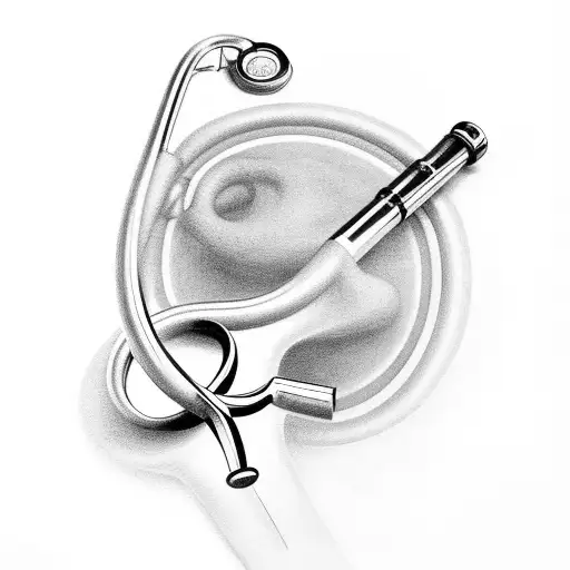 A doctor's stethoscope forming the shape of a Christian cross tattoo design idea