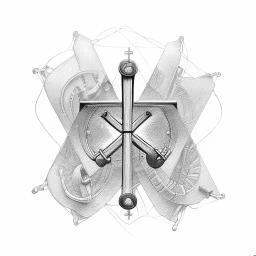 A doctor's tools forming the shape of a Christian cross tattoo design idea