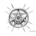 A professional driver's steering wheel adorned with the symbols of the Masonic and Costa Nostra tattoo design idea