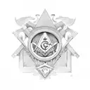 A professional driver's steering wheel adorned with the symbols of the Masonic and Costa Nostra tattoo design idea