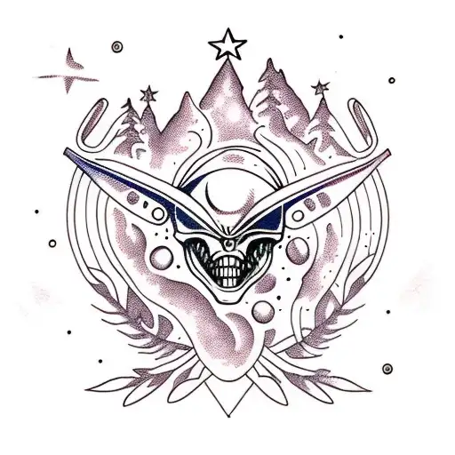 alien abduction in the Forrest with tattoo design idea