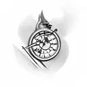cardinal with clock  tattoo design idea