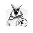 cardinal with clock  tattoo design idea