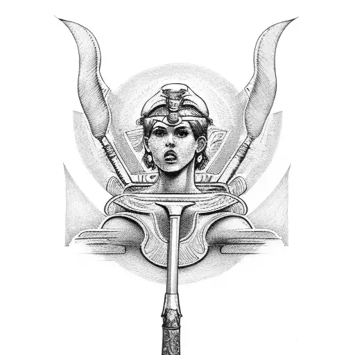 athena goddess with a spear tattoo design idea