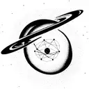 Pulsar map with solar system , cassini , James Webb Space telescope and planets and blackhole tattoo design idea