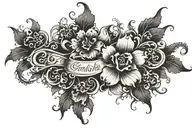 flower with words written tattoo design idea