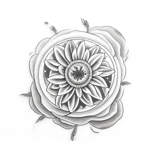 A microscope with nature elements like flowers and trees inside the lens tattoo design idea