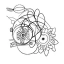 A microscope with nature elements like flowers and trees inside the lens tattoo design idea