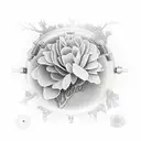 A microscope with nature elements like flowers and trees inside the lens tattoo design idea