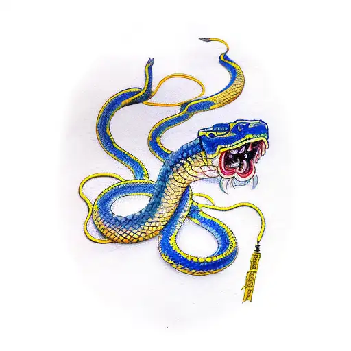 yellow and blue snake tattoo design idea
