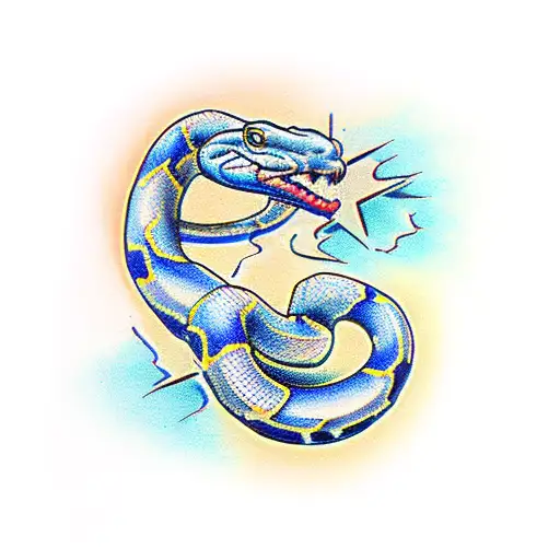 yellow and blue snake tattoo design idea