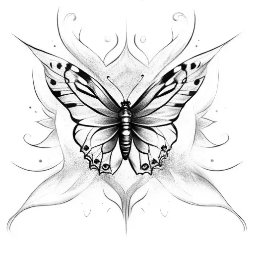 butterfly with flames tattoo design idea