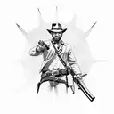 Red Dead redemption knife with characters  tattoo design idea