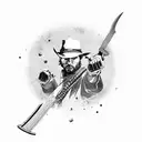 Red Dead redemption knife with characters  tattoo design idea