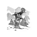 A scene from Red Dead Redemption 2 in dotwork style tattoo design idea
