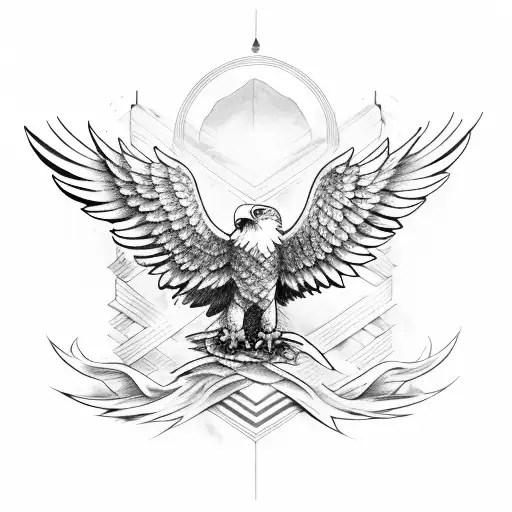 eagle wing open on the flag tattoo design idea