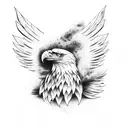 eagle wing open on the flag tattoo design idea