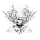 eagle wing open on the flag tattoo design idea