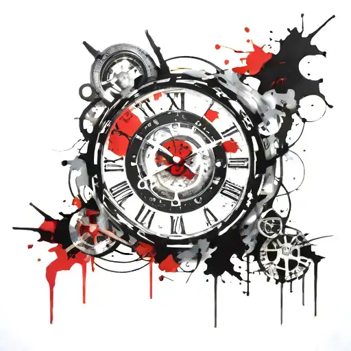self made with roman numeral clock tattoo design idea