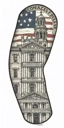 gonzales texas come and take it flag with the gonzales county courthouse  tattoo design idea