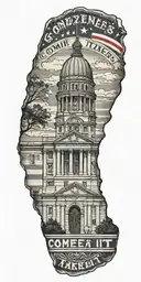 gonzales texas come and take it flag with the gonzales county courthouse  tattoo design idea