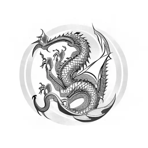 Nordic Dragon warrior tattoo design idea