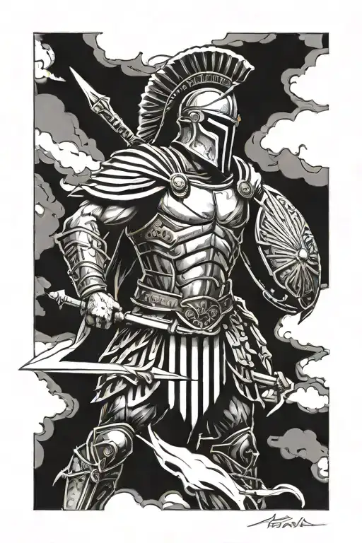 300 Spartan warrior tattoo design idea