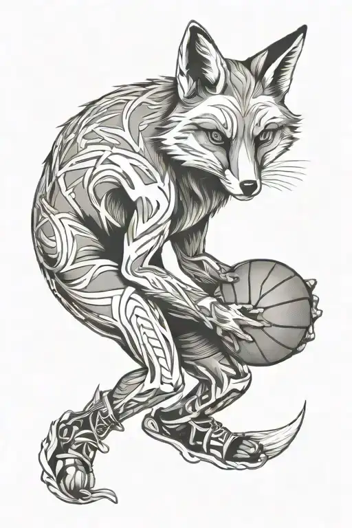 fox basketball tattoo design idea