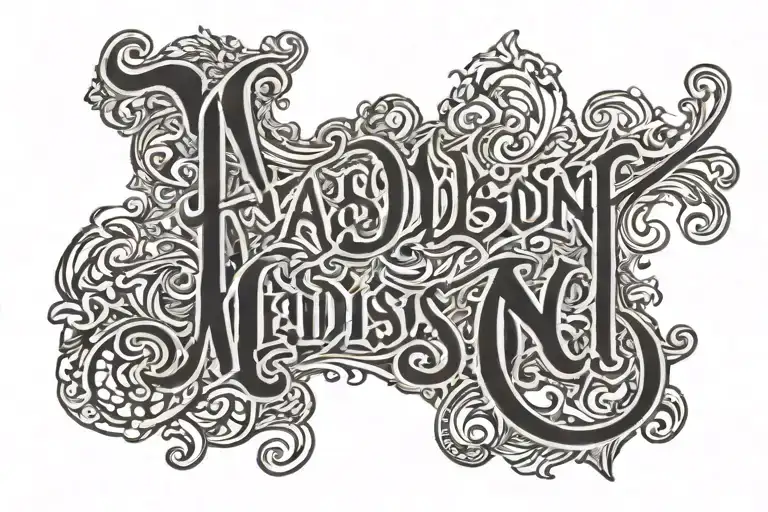 ambigram of Madison and Abigail writing tattoo design idea