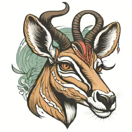springbok head tattoo design idea